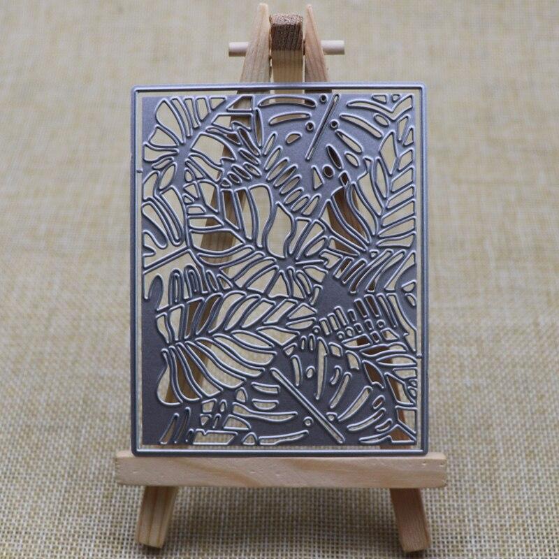 Leaves Frame Metal Cutting Dies Rectangle Stencil Scrapbooking DIY Album Stamp Paper Card Embossing
