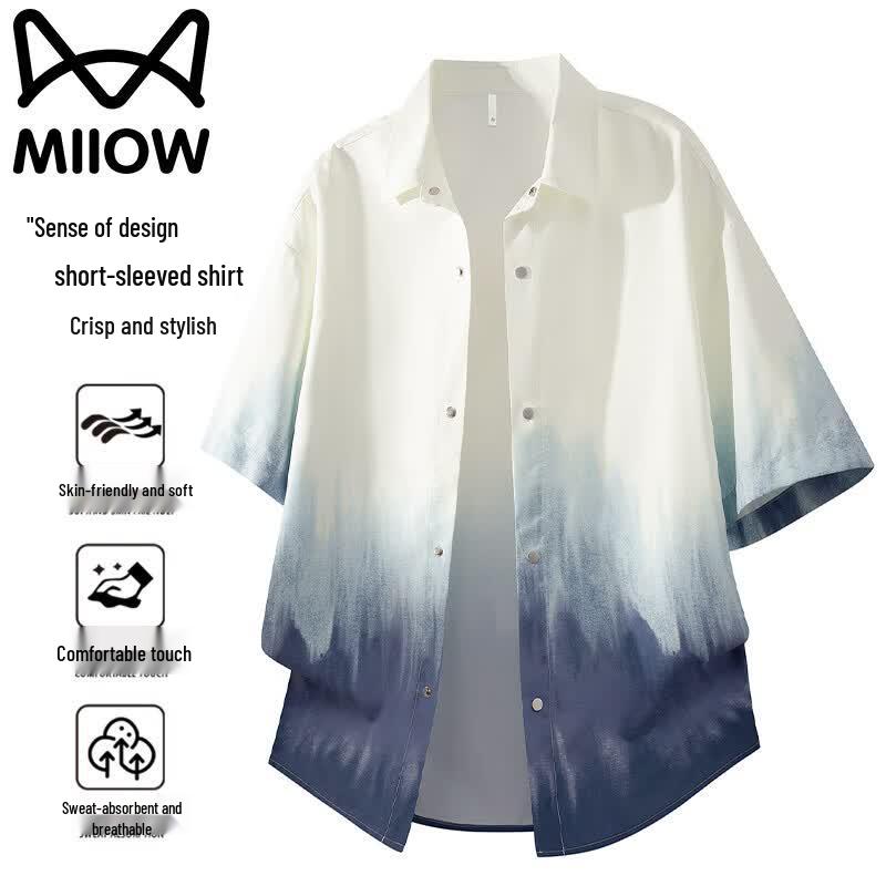 MiiOW Men s High Street Tie-Dye Short Sleeve Shirt XL