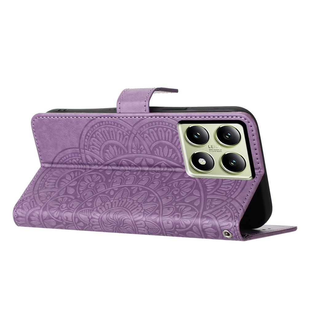 For Xiaomi 14T Pro Leather Case with Card Slots Mandala Pattern Phone Cover Stand