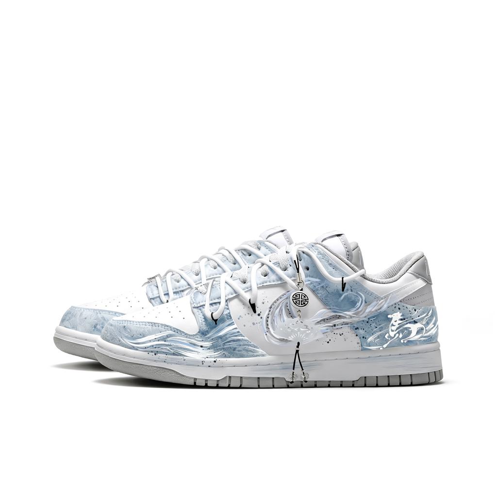 Nike Dunk Jiang Immersed Moon Abrasion Resistant Slip Resistant Low Top Skateboard Shoes Unisex White Blue HF5441-105(Team1390-)