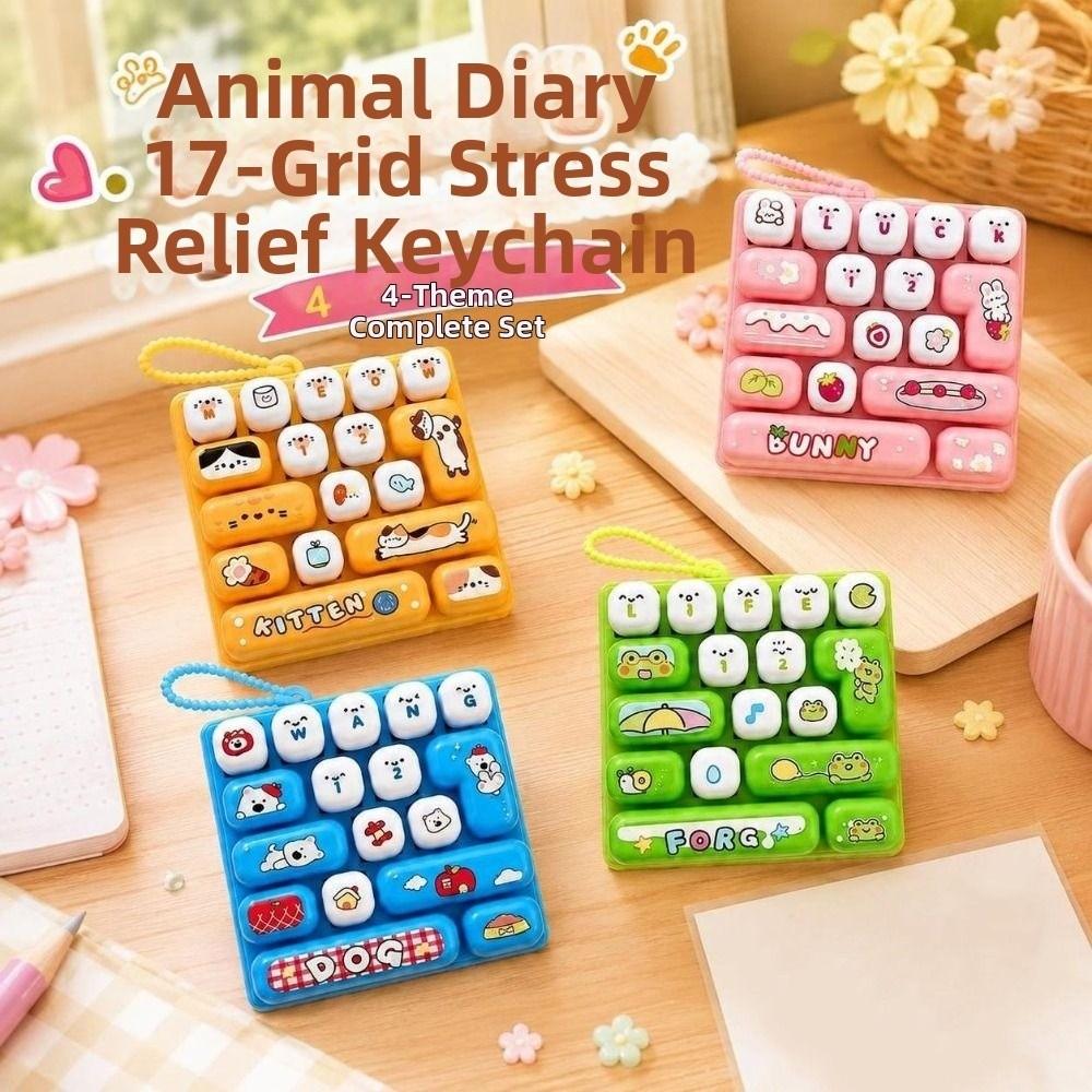 Pressable Keys Fingertip Button Keyring Cartoon Stress Relief Fidget Toy Travel Use