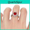 Stunning Silver Plated Women's Ring With Red Ruby Gemstone Rhinestone Accent