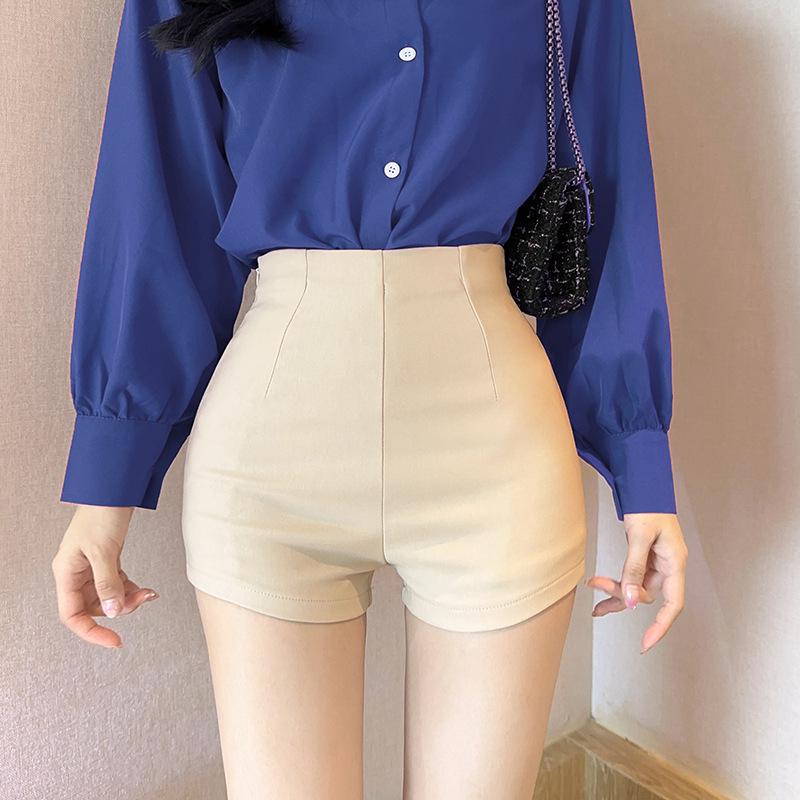 Black High Waist Elastic Shorts - Trendy Autumn 2023 Women’s Casual Wear