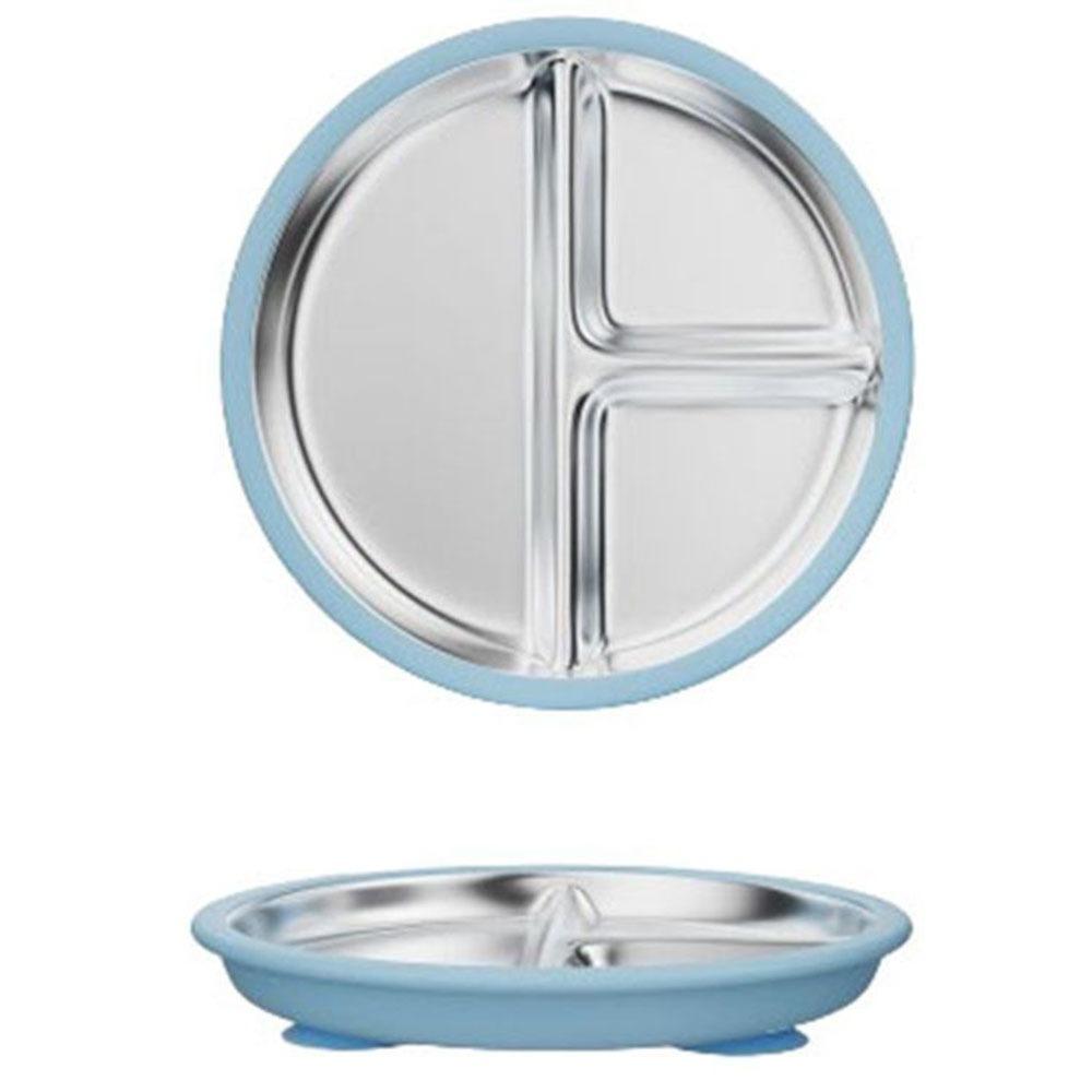 

Silicone Suction Cup Children 3 Grids Dishes Divided Design Kids Feeding Bowls Dinnerware синий