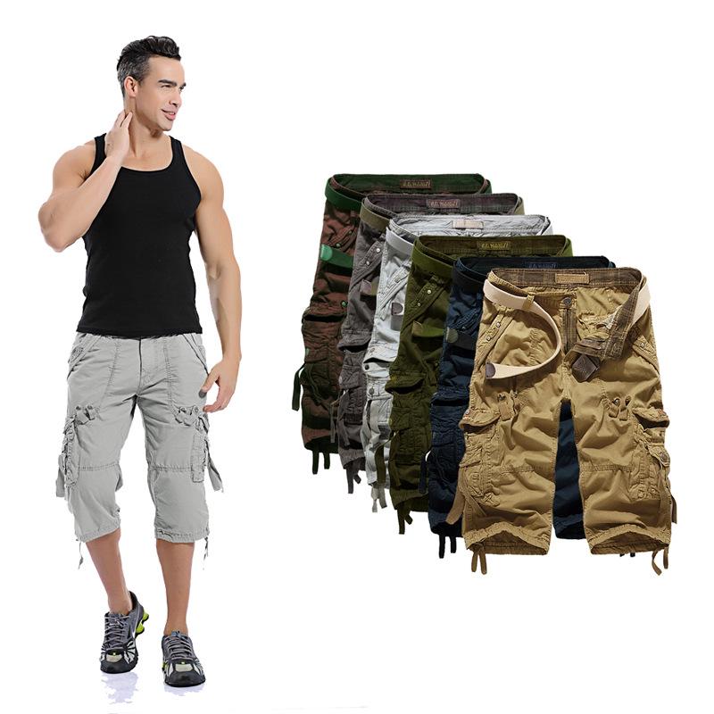 

Летние мужские повседневные брюки карго длиной семь восьмых с несколькими карманами 31 армия зеленый