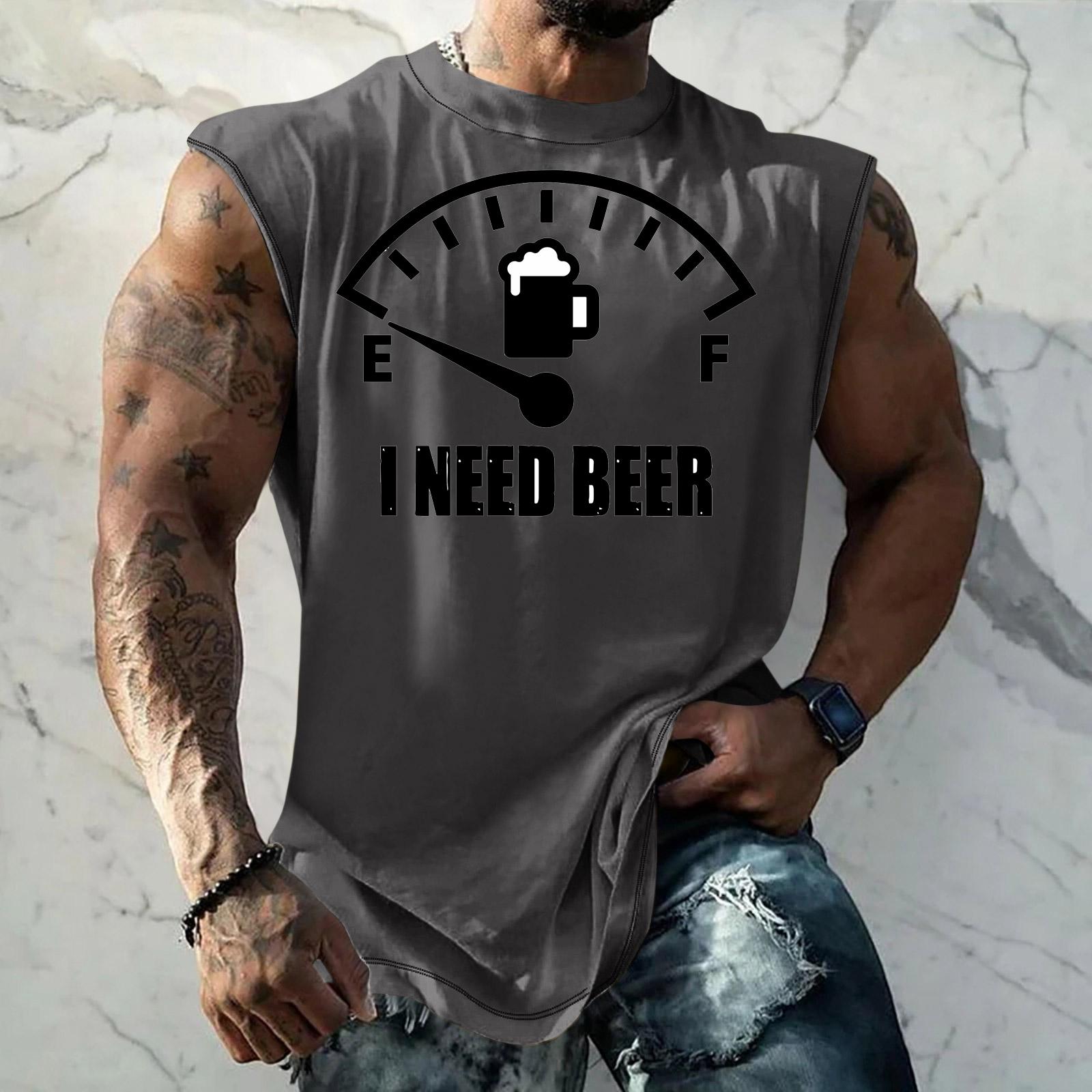 

Men s Loose Fit Sleeveless Tank Top Casual Streetwear Printed Muscle Shirt Summer Outdoor Sportswear XL срібний