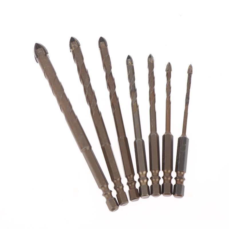 3-12Mm Hex Masonry Drill Bits Steel Metal Cross Drill Four-Flute Bits For Glass Cement Ceramic Concrete Wood Plastic
