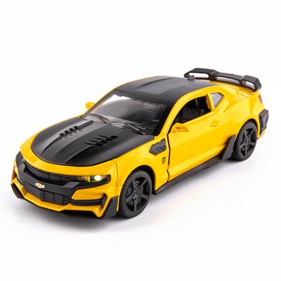Scale 1/32 Camaro Toys Model Car Alloy Metal Diecast with 4 Door Opened Sound Light Pull Back Vehicle for Boy Gift Collection