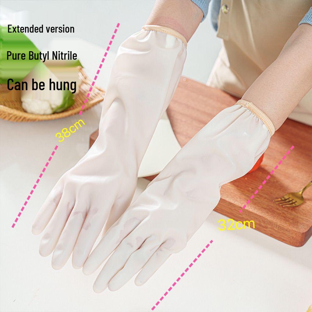 Food-Grade Waterproof Anti-Slip Nitrile Kitchen Gloves for Dishwashing and Cleaning