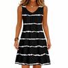 Dámské módní letní tílko bez rukávů s V-výstřihem, s kapsou, ležérní volné šaty