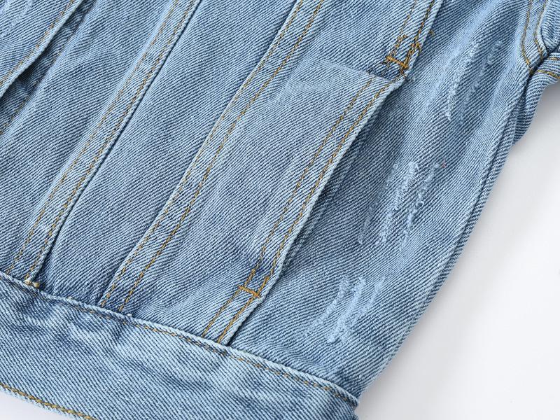 Women's Retro Patchwork Denim Jacket with Frayed Hem - Spring/Autumn, Slimming, Loose Fit, Plus Size, Casual Trend