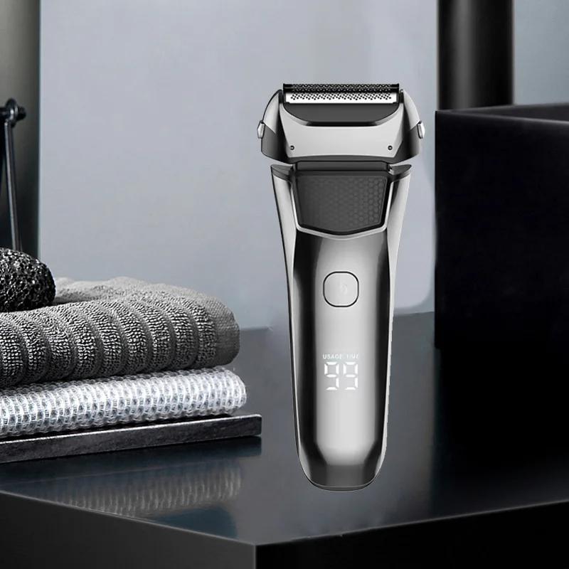 Men's Electric Shaver Facial Beard Wet & Dry Shaver Rechargeable Professional Razor Shaving Machine