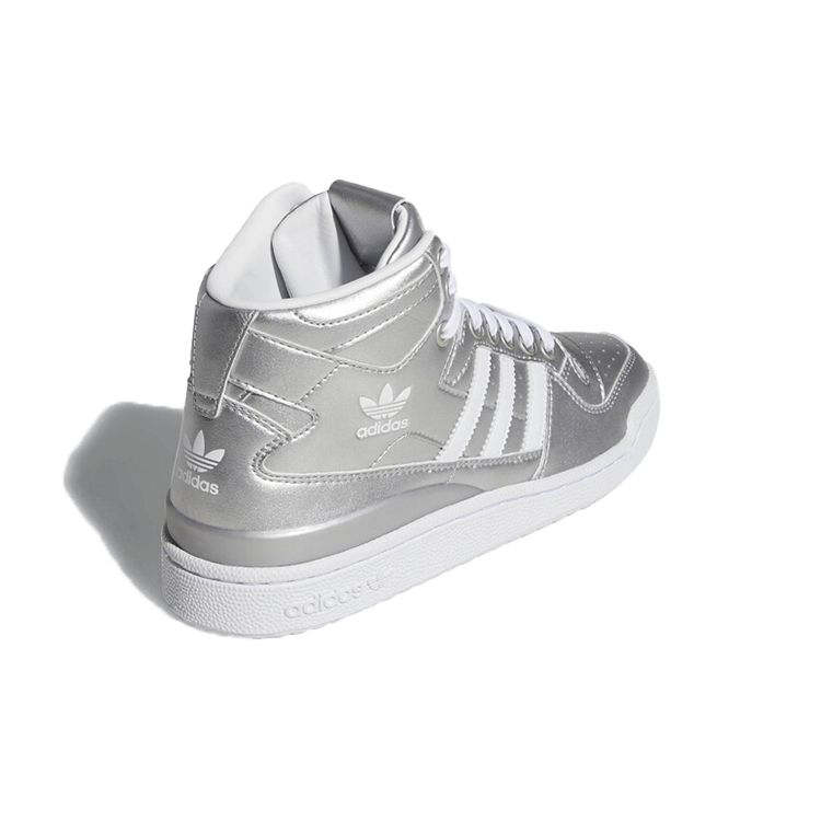 Adidas Originals Forum Mid Synthetic Leather High-Top Sneakers Women Sneakers Silver D98185