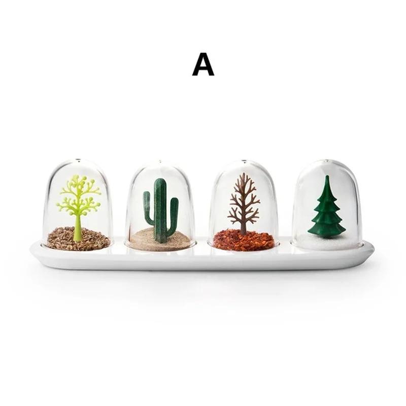 

4PCS/Set Plant Animal Decor Kitchen Spice Storage Bottle Seasoning Box Jars Salt Pepper Cumin Powder Condiment Bottles Wholesale
