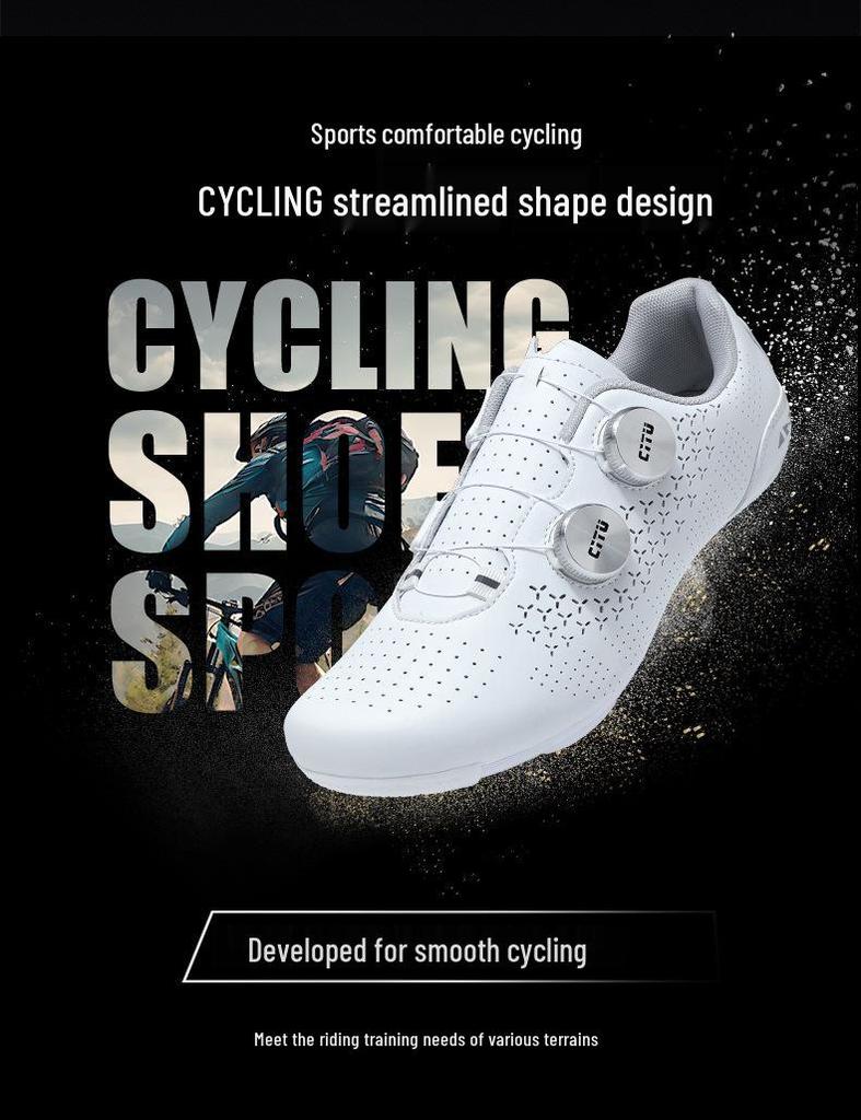 Unisex Cycling Shoes with Double Buckle and Lock, Hard Rubber Sole for Road and Mountain Biking