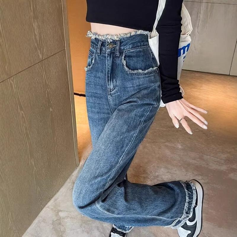 

Women s Retro High Waist Slimming Jeans - Small Size, High-End Tummy Control, Tall & Narrow/Wide Leg Options for Spring & Autumn. Small синій