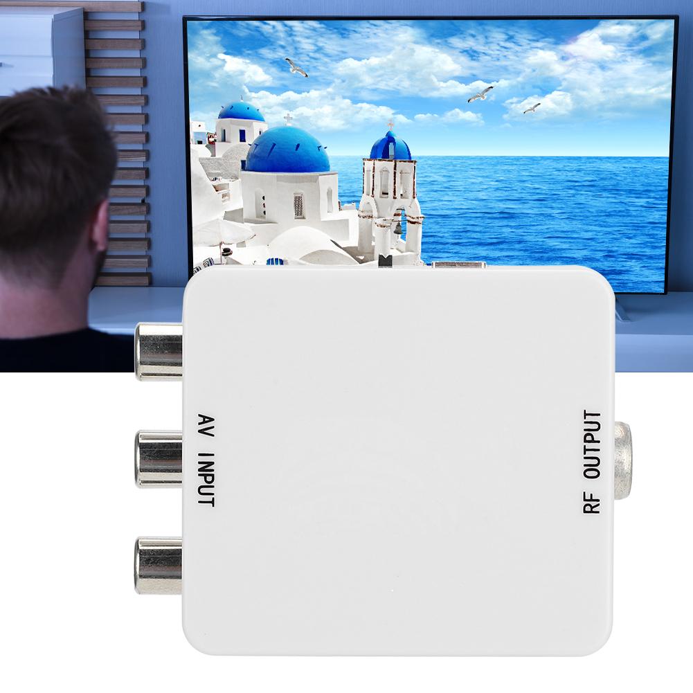AV To RF Mini Video Converter Box Driver Free Adapter TV Signal Switcher 67.25Mhz 61.25Mhz
