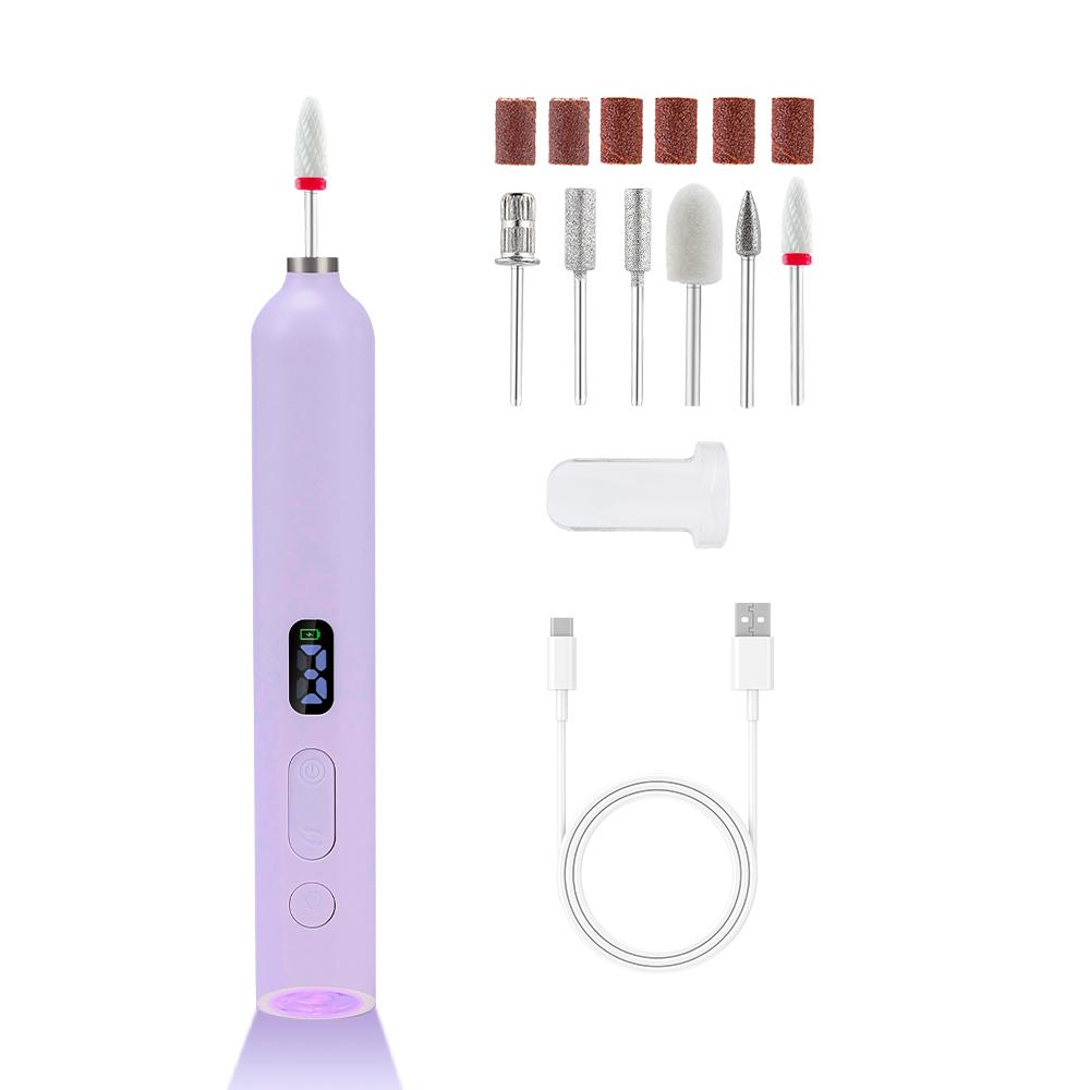 

Бездротова міні-ручка для манікюру 2-В-1 - УФ-лампа, сушарка для нігтів, манікюрна ручка-полірувальник для нігтів, USB-наконечник, фрезер, засіб для зняття УФ-гелю фіолетовий