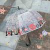 New Style British-Style Tropical Arched Transparent Umbrella with Stained Glass, Long Handle, Automatic, Large, Romantic, for Both Sunny and Rainy