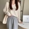 2026 Korean V-Neck Long Sleeve Knit Pullover Sweater for Women