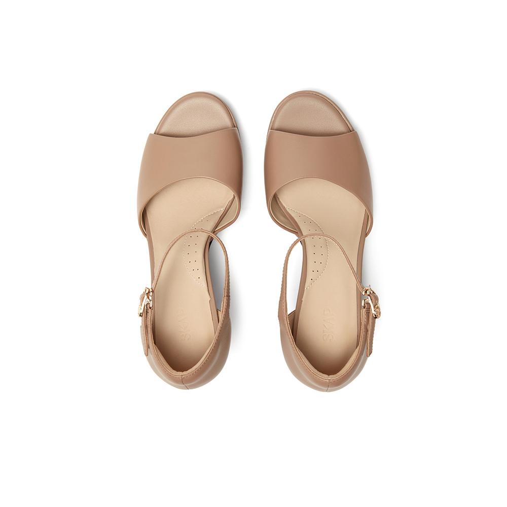SKAP Shengjiabu 2024 Summer New Style One Strap Elegant High Heel Open Toed Commuter Women's Sandals