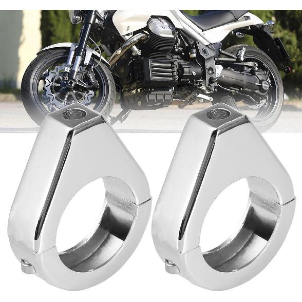 KIMISS Turn Signal Indicator Relocation Fork Clamp Kit, Aluminium Alloy Motorcycle Modified Turn Signal Light Mount Bracket 41mm Fork Clamps (Sliver)