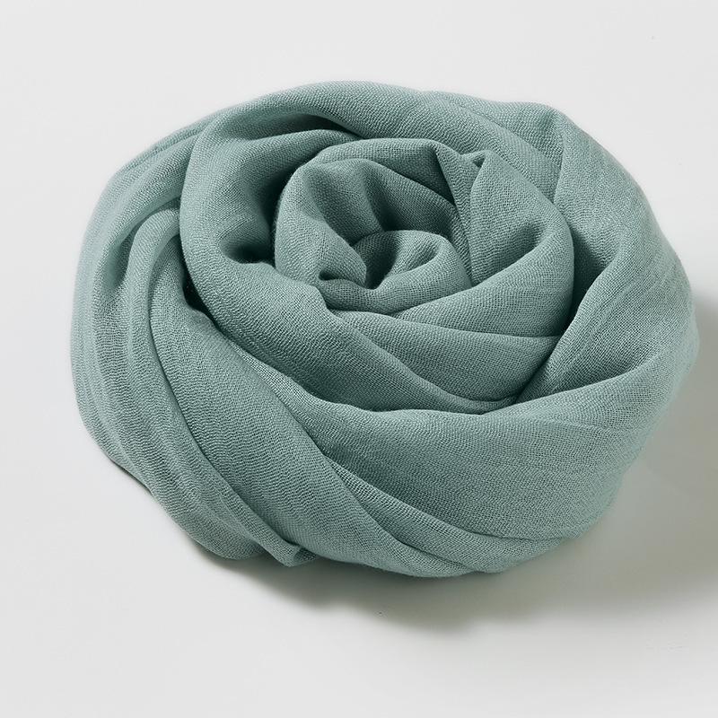 Women's Cotton Linen Artistic Solid Color Silk Scarf, Sun Protection Beach Neck Scarf, Japanese Style Long Gauze Scarf