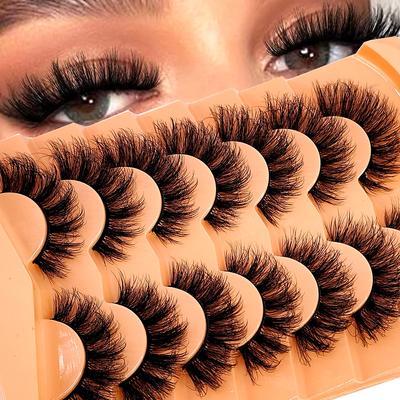 Nieuwe 7 Paar Wimper Make-up Zachte Pluizige 3D Nerts Valse Wimpers Dik Handgemaakt Volume Nerts Wimpers Faux Natuurlijke Nepwimpers Tool