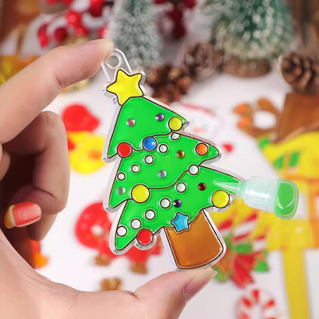 Children'S Educational Graffiti Free Baking Diy Crystal Glue Painting Christmas Theme Creative Handmade Beaded Glue Painting Toy