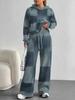 Square Splicing European, American Autumn and Winter Casual Long-sleeved Suit Women's Hooded Sweater Trousers Two-piece Set