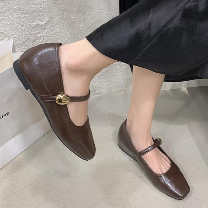 Ultra-Soft Leather Black Flats Women's Shoes 20266 New Autumn Low Heel Flat Bottom French
