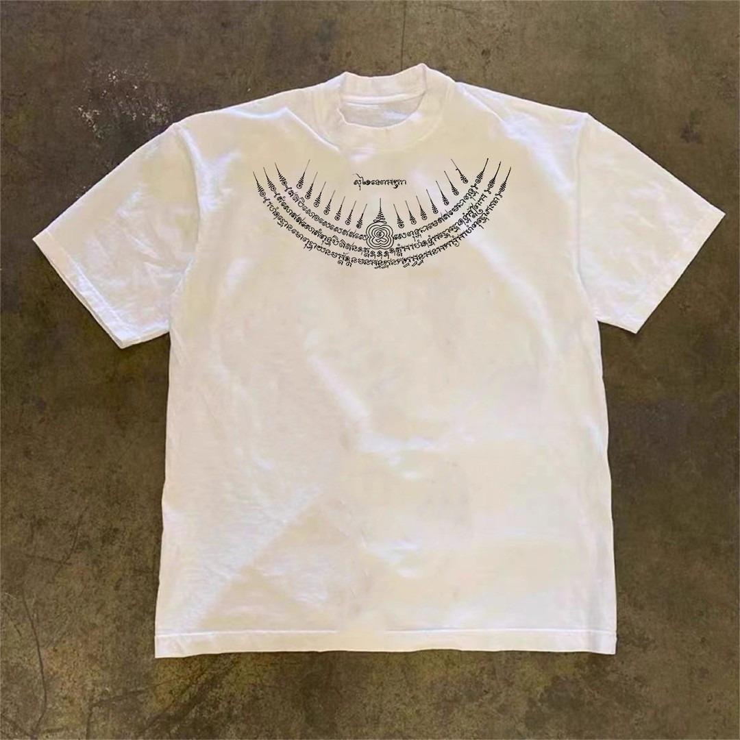 

Americanstyle Oversized Pure Cotton Shortsleeved Same Style for Both Men and Women Longsleeved Version Is Also Available M
