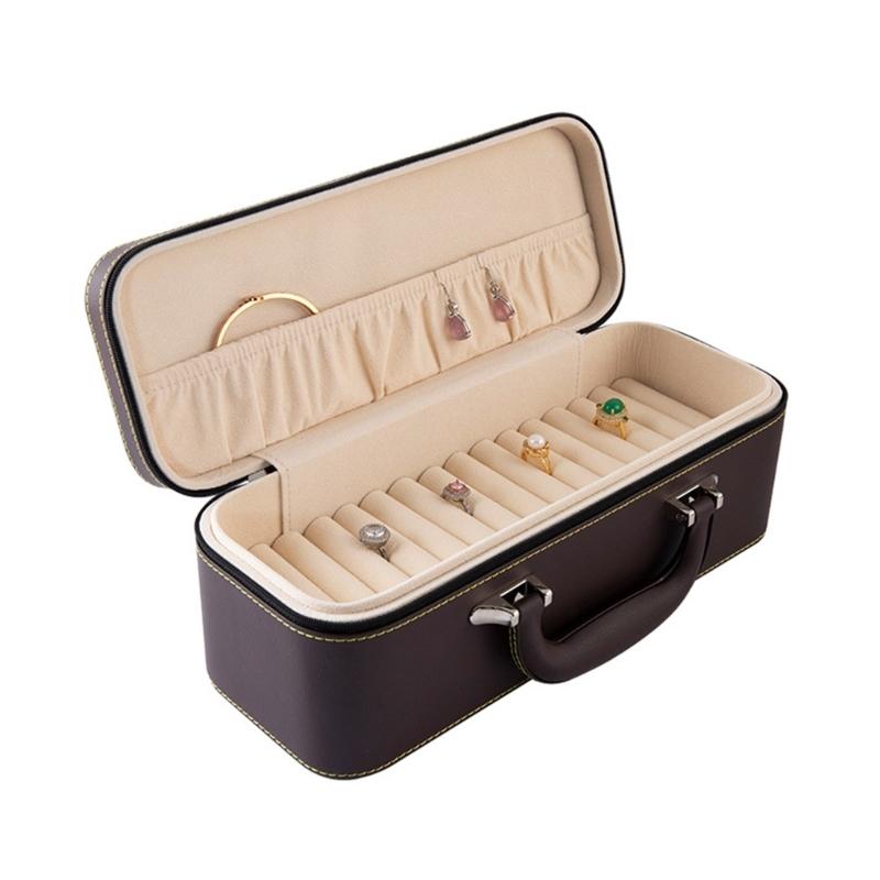Travel Jewelry Case With Anti Scratch Interior And PU Exterior For Accessories Storage Box For Necklaces Earrings Rings