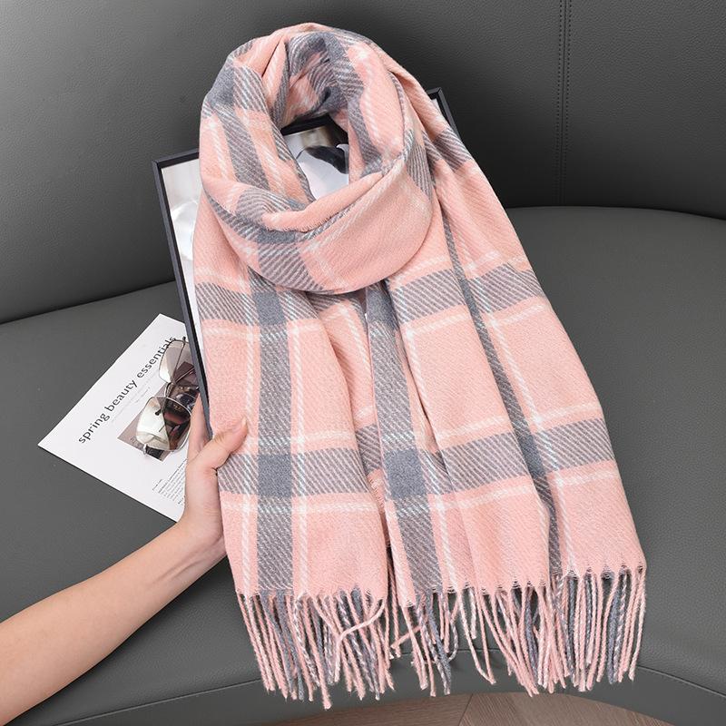 

Premium new striped plaid scarf women s soft warm thickened shawl autumn and winter travel cold scarf 65-180CM