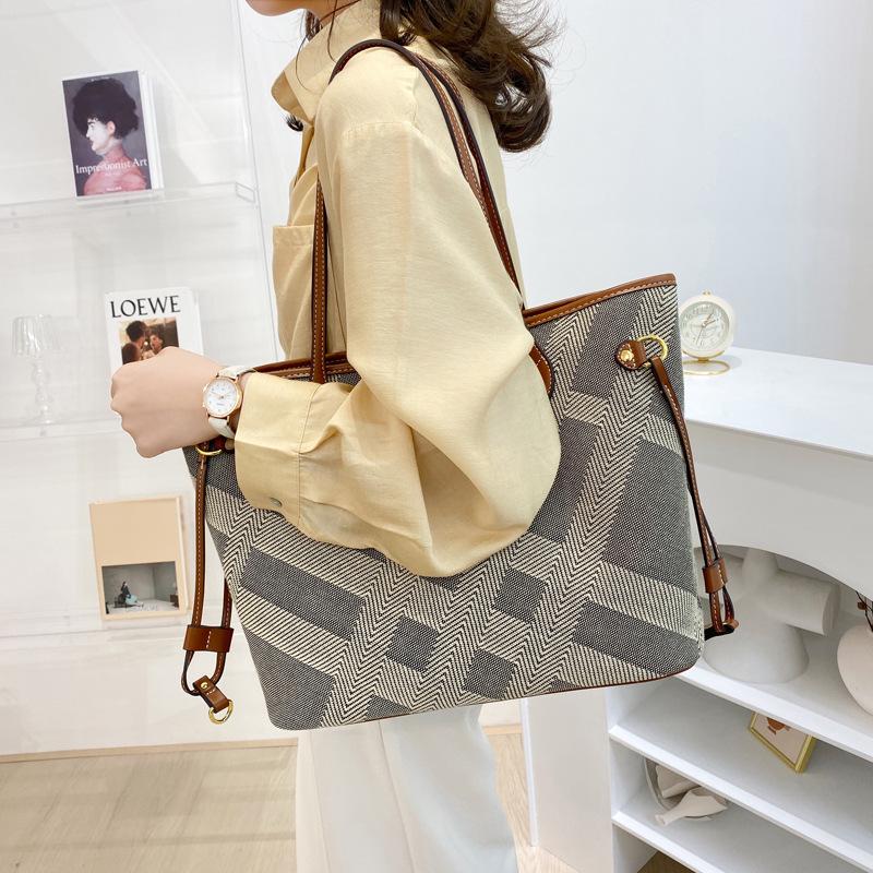 2024 Trendy Women's Canvas Shoulder Tote - Large Capacity for College, Shopping, and Commuting
