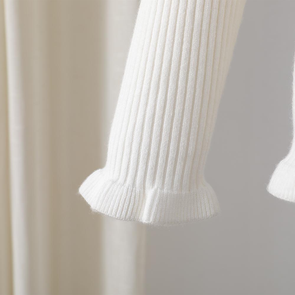 Toddler Girl Knit Sweater Ruffled Turtleneck Long Sleeve Soft Comfortable Knitwear for Little Princesses 2-6 Years