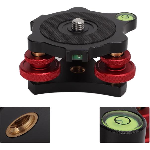 Tripod Head Leveling Base Camera Leveler, Triple Wheel Leveler Bubble Black LP-64 Leveling Base, 3/8” Thread, -5° Angle Adjustment for SLR Camera