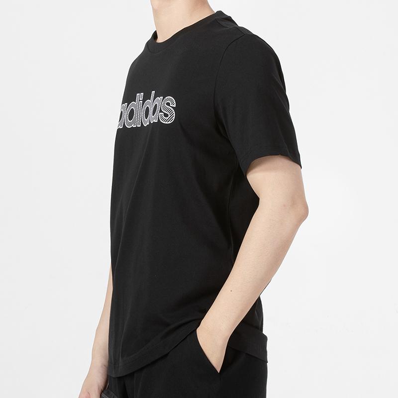 Adidas Neo Casual Breathable Letter Logo T-Shirt Men Tops Black HD7066
