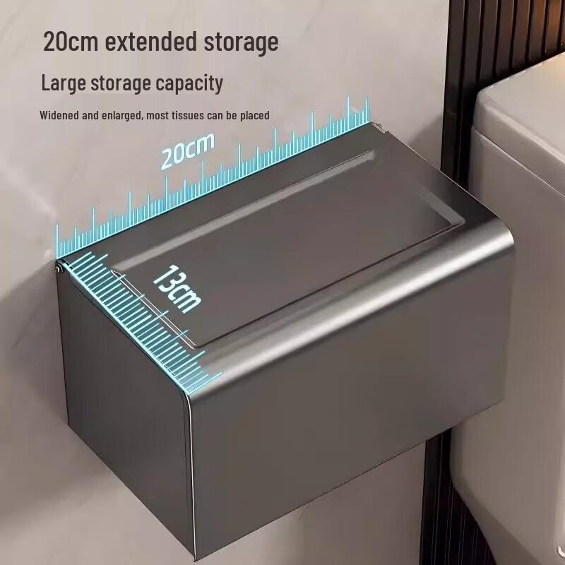Wall-Mounted Space Aluminum Toilet Paper Holder with Storage Shelf