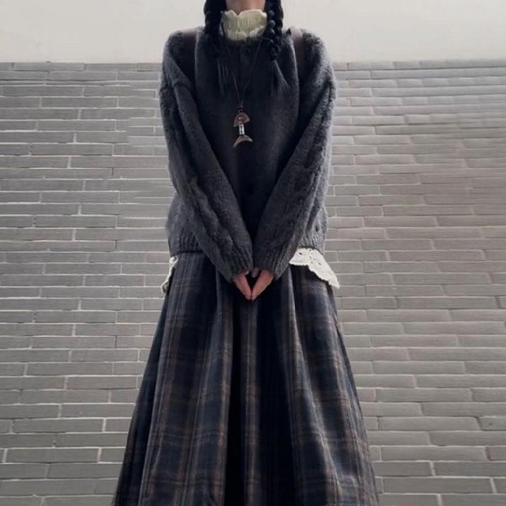 Robe pull tricotée preppy style coréen pour femme: Ensemble deux pièces petite automne/hiver