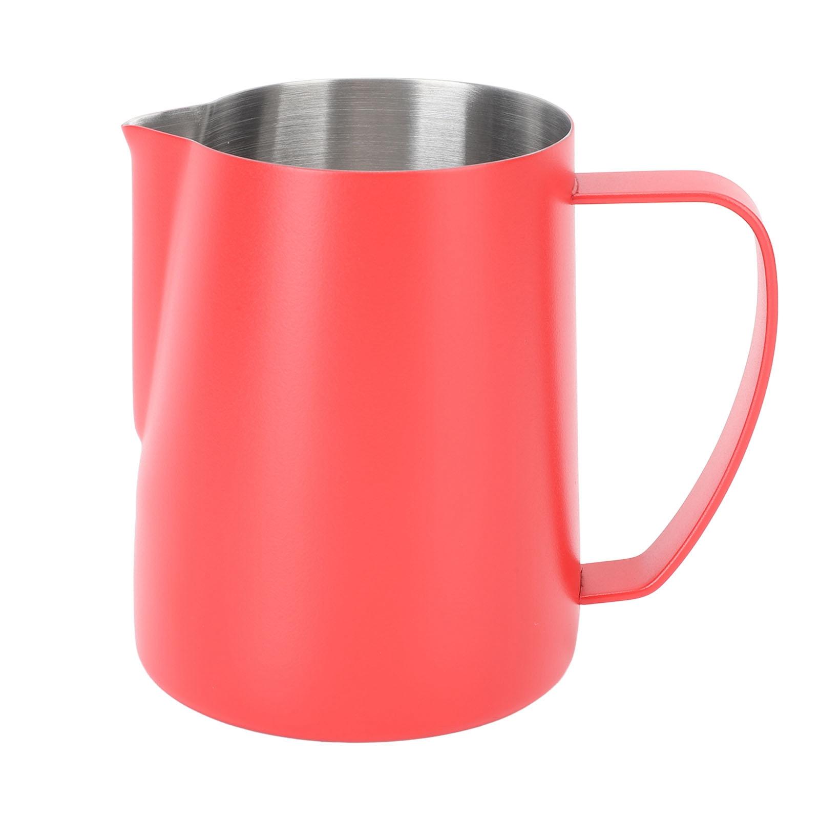 

600ML Coffee Frothing Cup 304 Stainless Steel Milk Frother Jug Point Mouth Latte Art Pitcher with Inner Scale L червоний