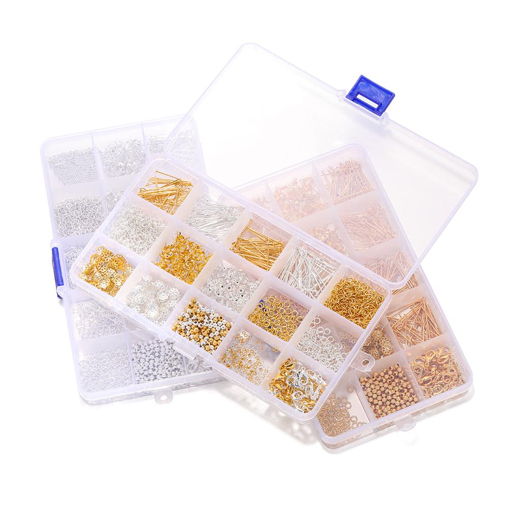 1260Pcs/Set Lobster Clasp Bead Flat Pins End Extension Chain Connector Clasp Kit for DIY Bracelet Necklace Jewelry Making