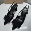 Pointed Toe Women Shoes Woman 2025 Spring Black Retro Bow Decoration High Heels Shallow Slingbacks Elegant Ladies Pumps
