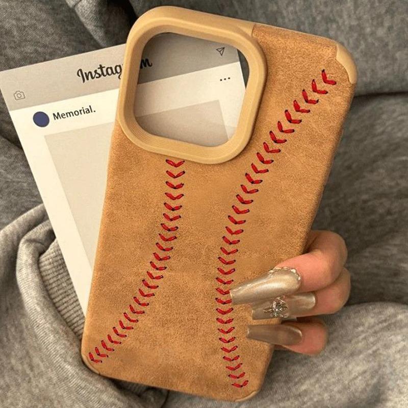 

Baseball Stripe Bonded Leather Phone Case For iPhone 17 16 Pro Max 15 14 Plus 13 12 11 XS X XR 17 Air 16 Shockproof Bumper Cover For iPhone XS Max