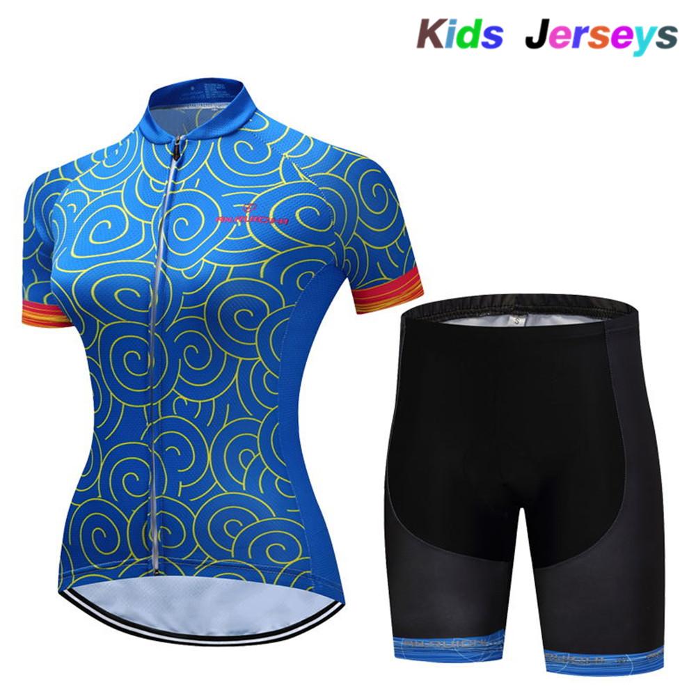 2026 Girls Cycling Jersey Set Ropa Ciclismo Cycling Kit for Kids Summer Breathable Cartoon Bicycle Jersey Suit Children Clothes