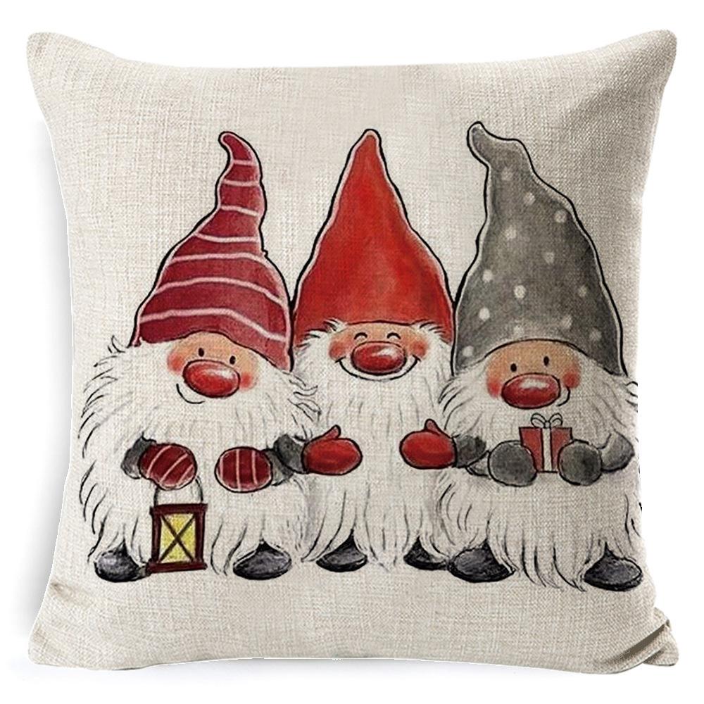 Christmas Linen Pillow Case Home Nap Lumbar Cushion Pillow Sofa Bedside Cushion Pillow Case