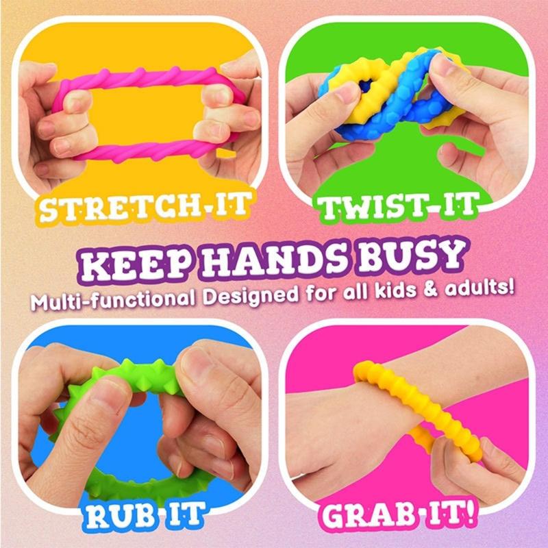 Sensory Texture Bracelets 4Pieces Calming Toy Wristband for Children and Adult with Attention Needs Antistress Accessory