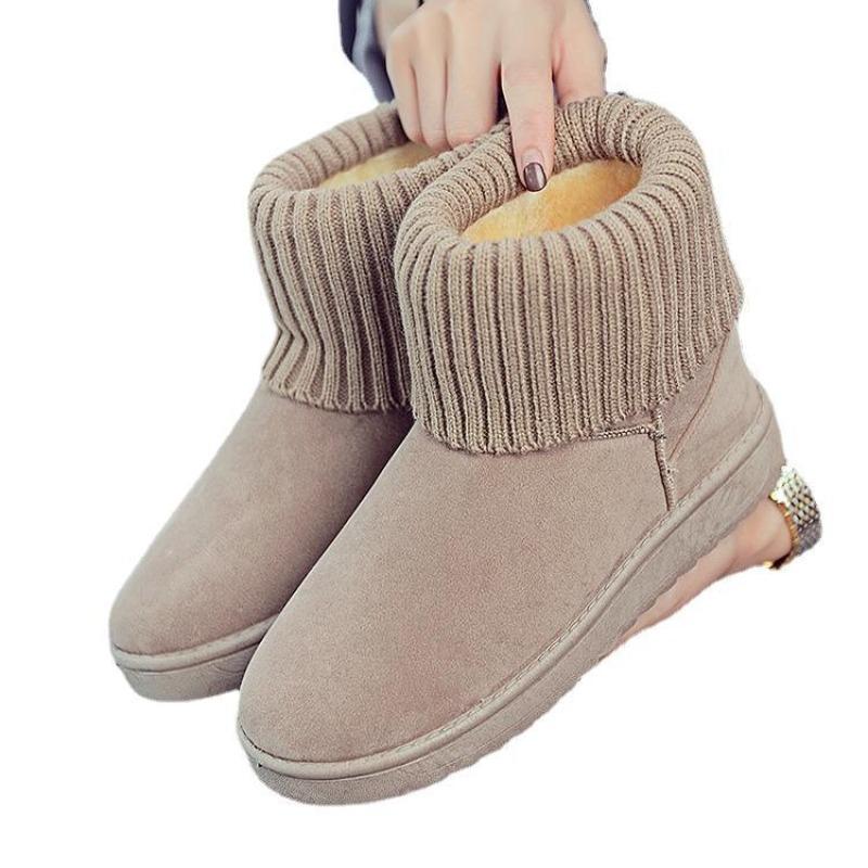 Wool Snow Boots Women's Flat Bottom European and American Short Boots Waterproof Table Flat Heel Plush Warm Cotton Shoes New Boots Women
