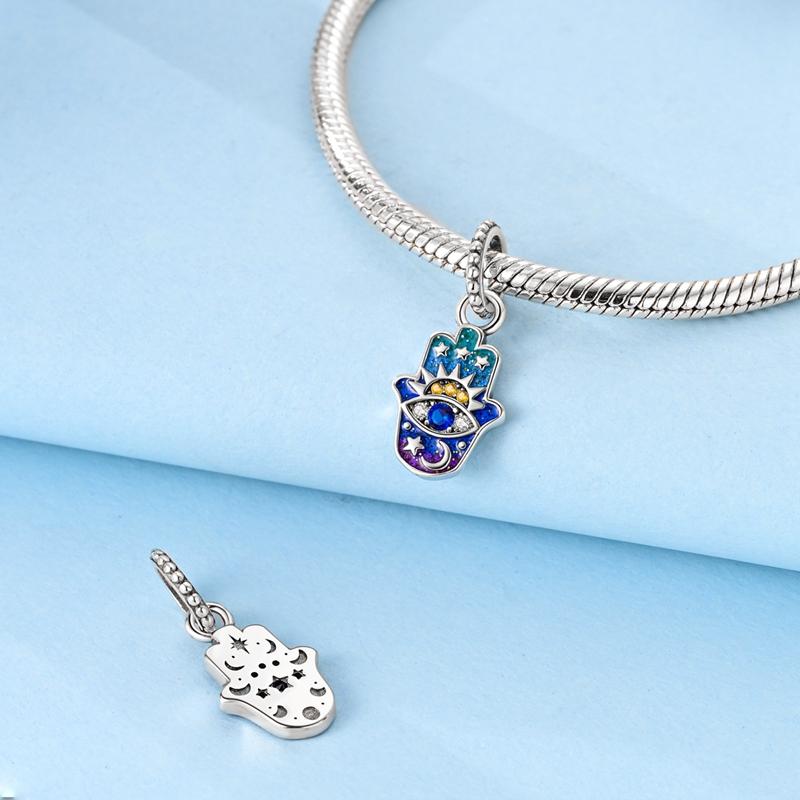 Charms Original Kupfer Sonne Mond Sterne Handfläche Auge Anhänger Perlen Passend Armband Damen Schmuck Diy Feines Geschenk Zubehör