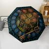 Symbols Runes pattern umbrella, portable and foldable design, 8 ribs, a casual accessory for Halloween, Christmas, and birthday gifts.